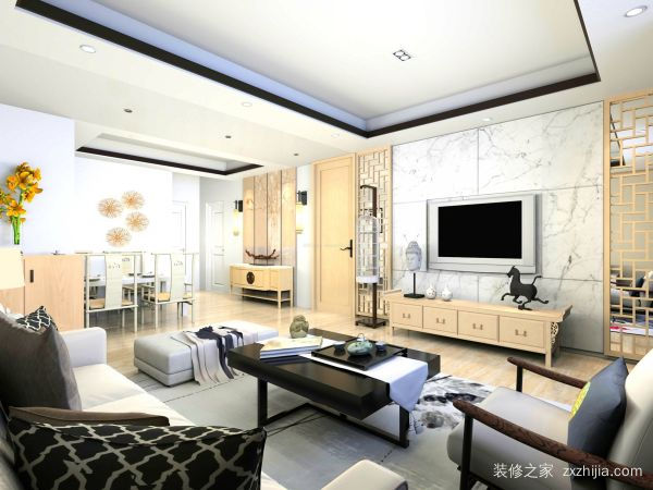 简约中式客厅效果图