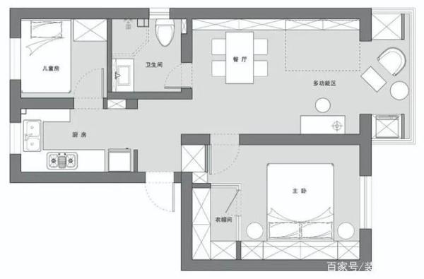 60㎡小户型塞下3张床，双卧室设计+衣帽间，每1㎡都被极限利用