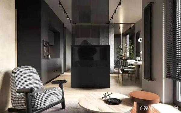 56㎡小户型巧妙构思，黑色主调超美设计，让你感受装修能有多高级