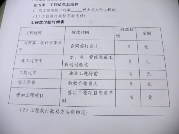 装修合同注意事项